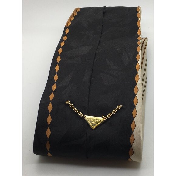 Vitaliono Panacaldi Tie Geometric Stripes Brown Black Gold Tones Christmas Gift - Picture 2 of 4